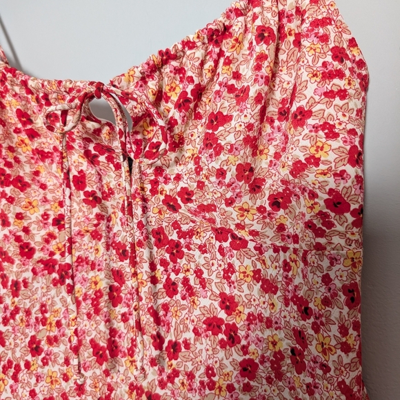 True Vintage Y2k Garage Red Floral Midi Dress Made In Canada Whimsy Coquette - Picture 4 of 8